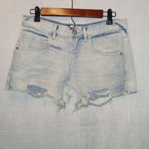 Free People Denim Cut Offs Sz 24 Distressed Light Blue Grunge